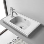 CeraStyle 001800-U/D Small Drop In Bathroom Sink, Ceramic, Rectangular
